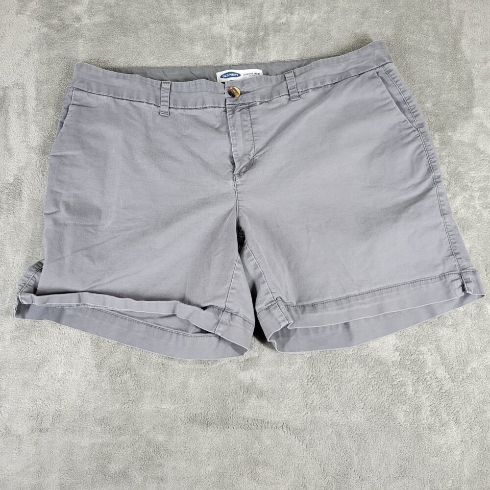Old Navy Everyday Womens Shorts 16 Mid Rise Gray Zip Fly Comfy GRA57E